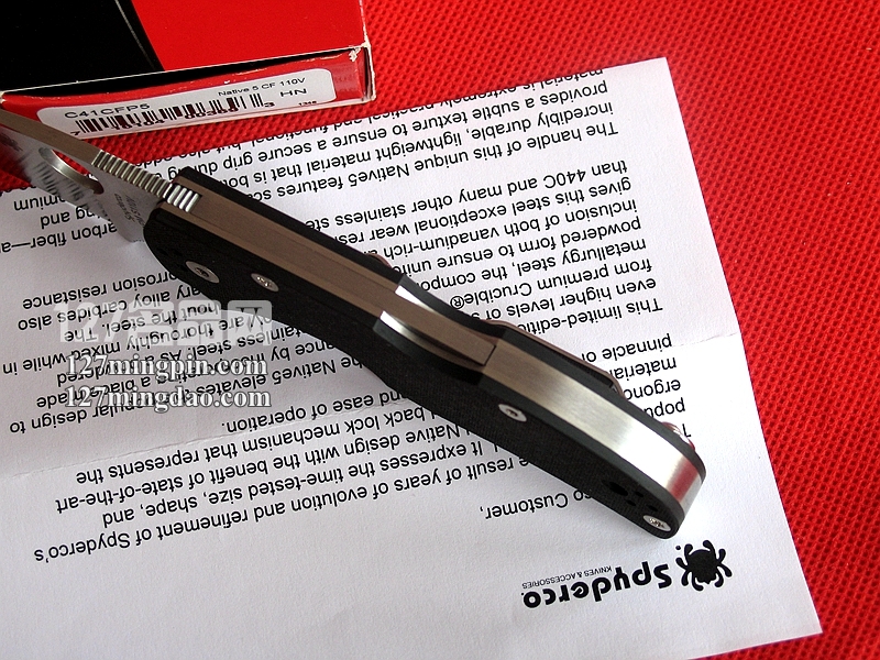 美国蜘蛛SPYDERCO C41CFP5 复合碳纤维柄CPM110V钢折刀