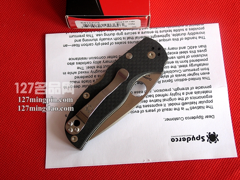 美国蜘蛛SPYDERCO C41CFP5 复合碳纤维柄CPM110V钢折刀