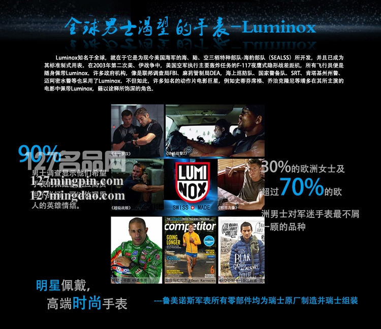 鲁美诺斯Luminox手表军表 100%瑞士原装进口3402雷美诺时F117