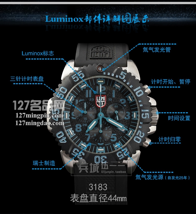 鲁美诺斯Luminox 手表军表 100%瑞士原装进口 3187 雷美诺时