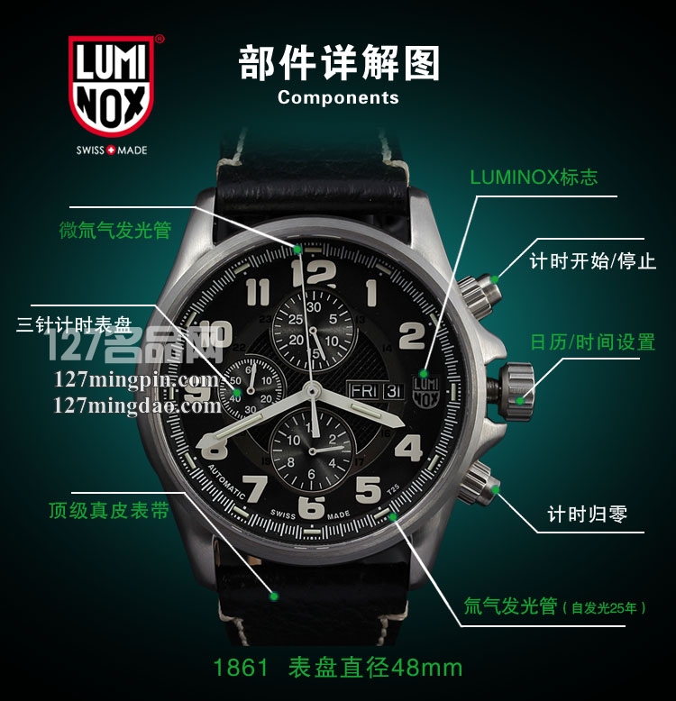 鲁美诺斯Luminox 手表军表 100%瑞士原装进口 1861 雷美诺时