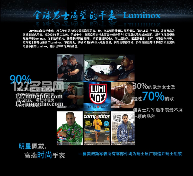 鲁美诺斯Luminox手表军表 100%瑞士原装进口 7051.bo雷美诺时