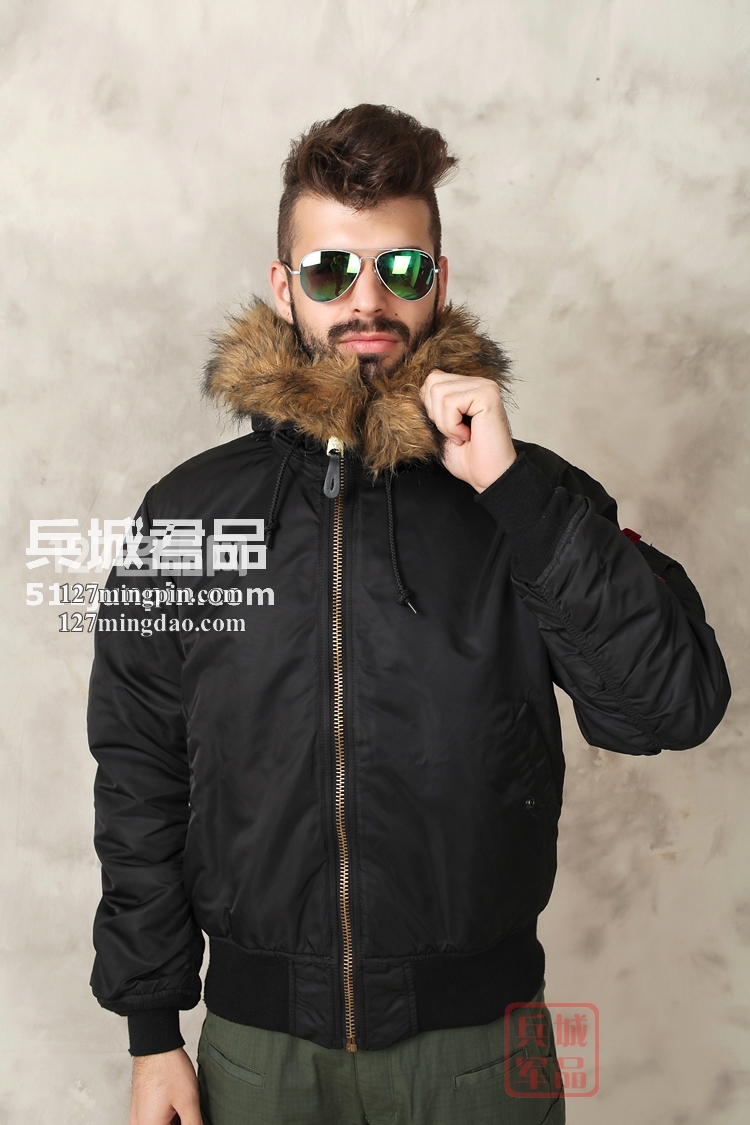 美国正品ALPHA 阿尔法 Hooded MA-1 带毛帽 MA1 飞行员夹克