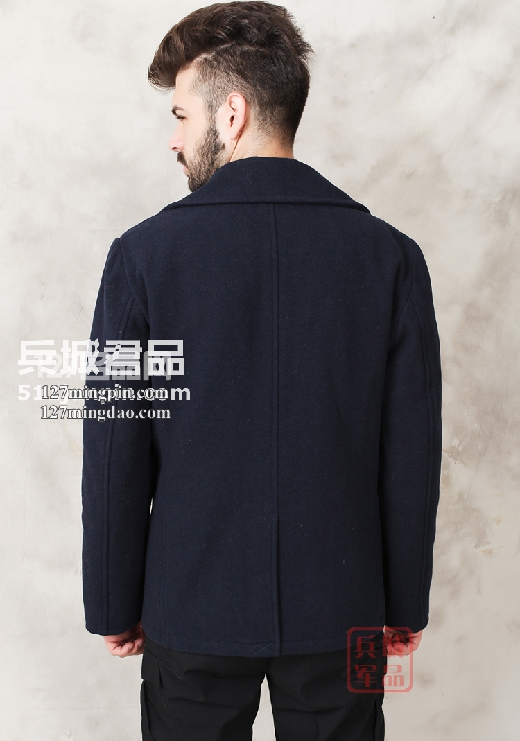 美国正品Alpha阿尔法 USN Pea Coat男士海军呢大衣/风衣