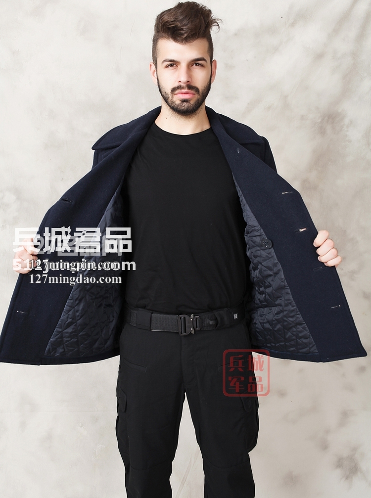 美国正品Alpha阿尔法 USN Pea Coat男士海军呢大衣/风衣