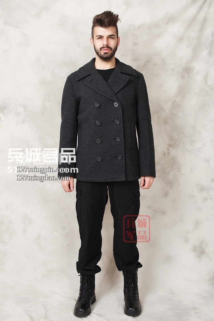 美国正品Alpha阿尔法 USN Pea Coat男士海军呢大衣/风衣