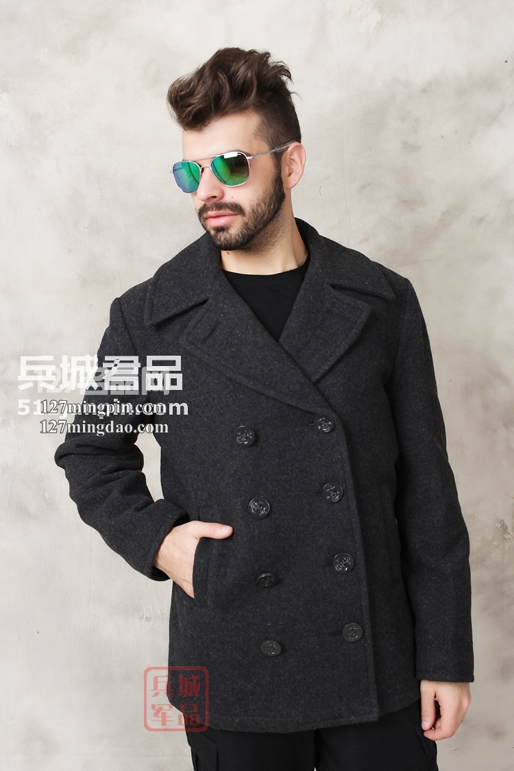 美国正品Alpha阿尔法 USN Pea Coat男士海军呢大衣/风衣