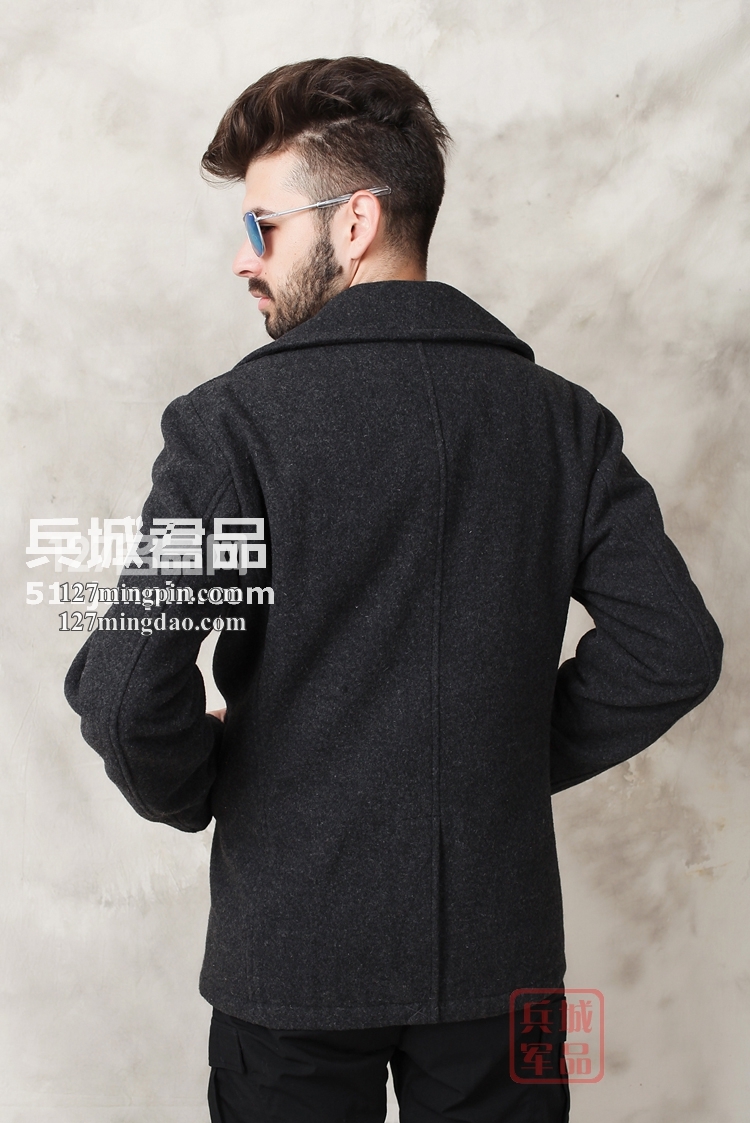 美国正品Alpha阿尔法 USN Pea Coat男士海军呢大衣/风衣