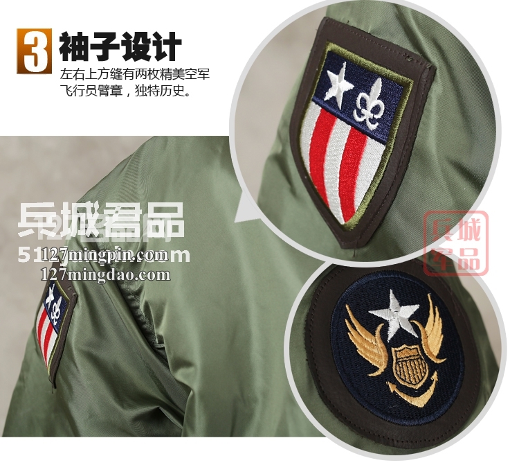 美国正品阿尔法Alpha 45P皮领 经典男士空军飞行棉夹克