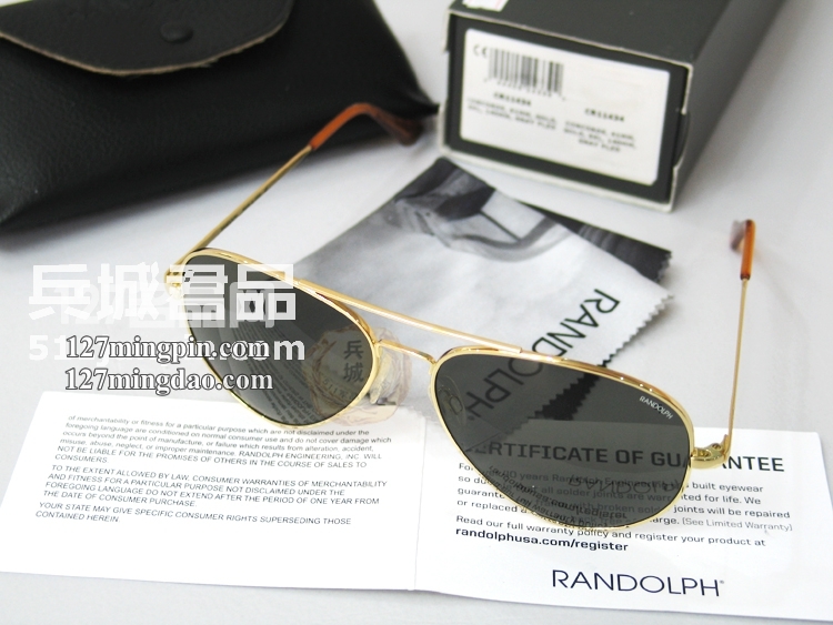 正品美国 Randolph兰道夫 协和机系列雷朋款 弯臂偏光镜 AGX镜片