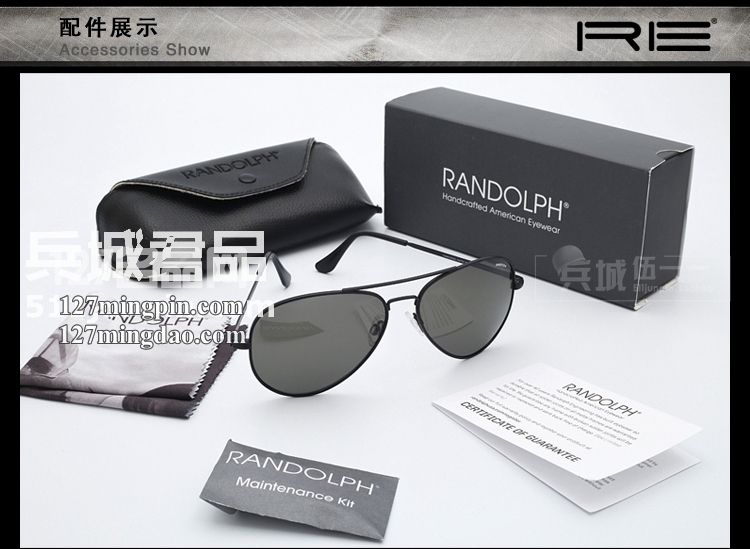 Randolph兰道夫/蓝道夫/新款太阳眼镜黑架弯臂PC镜12434偏光镜