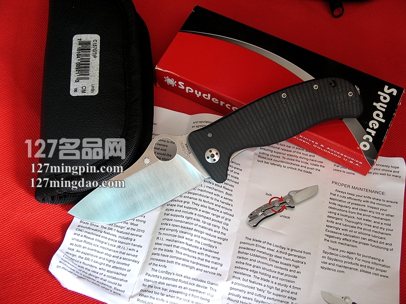 美国SPYDERCO 蜘蛛 C157GTIP钢狮合作版 钛柄一体锁战术折刀