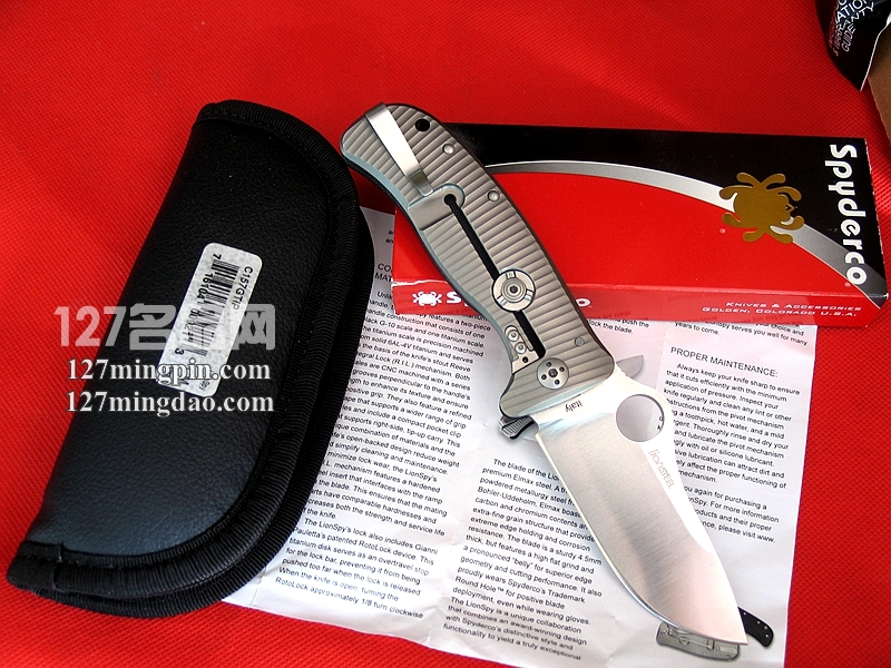 美国SPYDERCO 蜘蛛 C157GTIP钢狮合作版 钛柄一体锁战术折刀