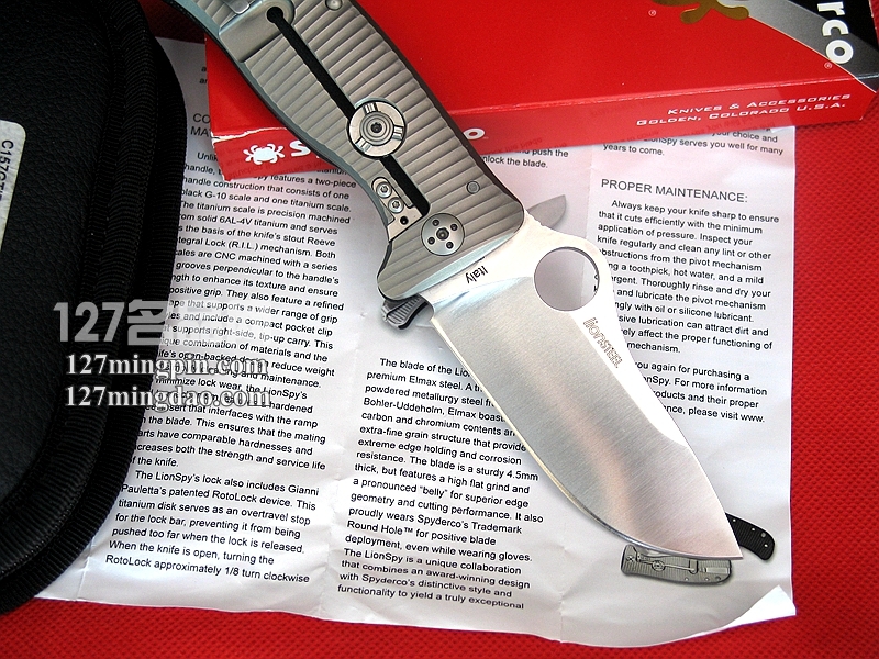 美国SPYDERCO 蜘蛛 C157GTIP钢狮合作版 钛柄一体锁战术折刀