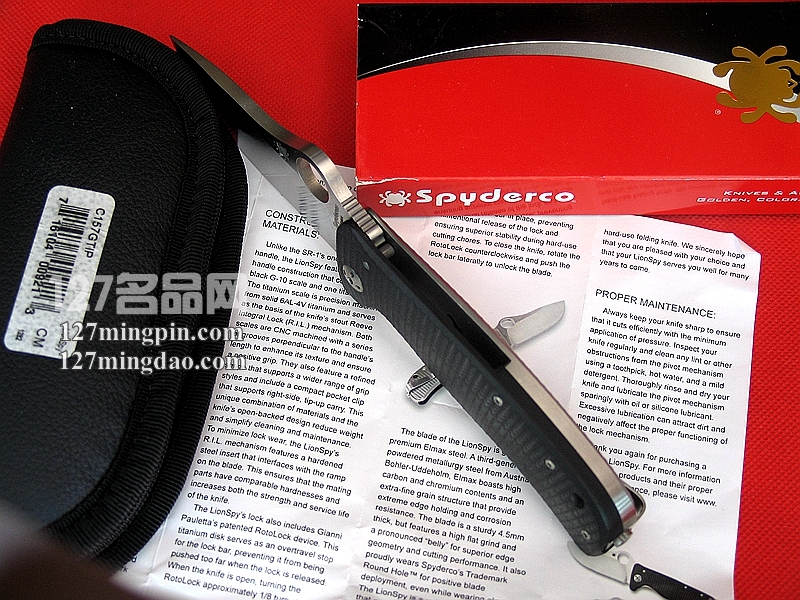 美国SPYDERCO 蜘蛛 C157GTIP钢狮合作版 钛柄一体锁战术折刀