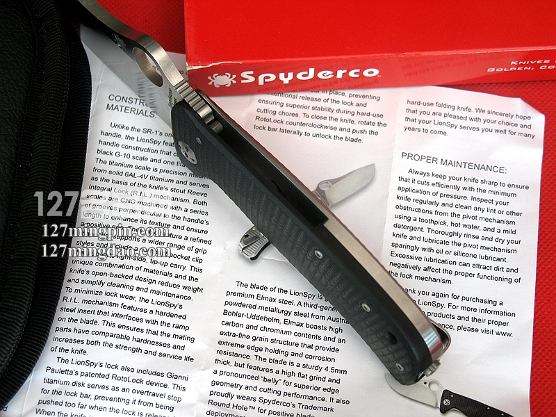 美国SPYDERCO 蜘蛛 C157GTIP钢狮合作版 钛柄一体锁战术折刀