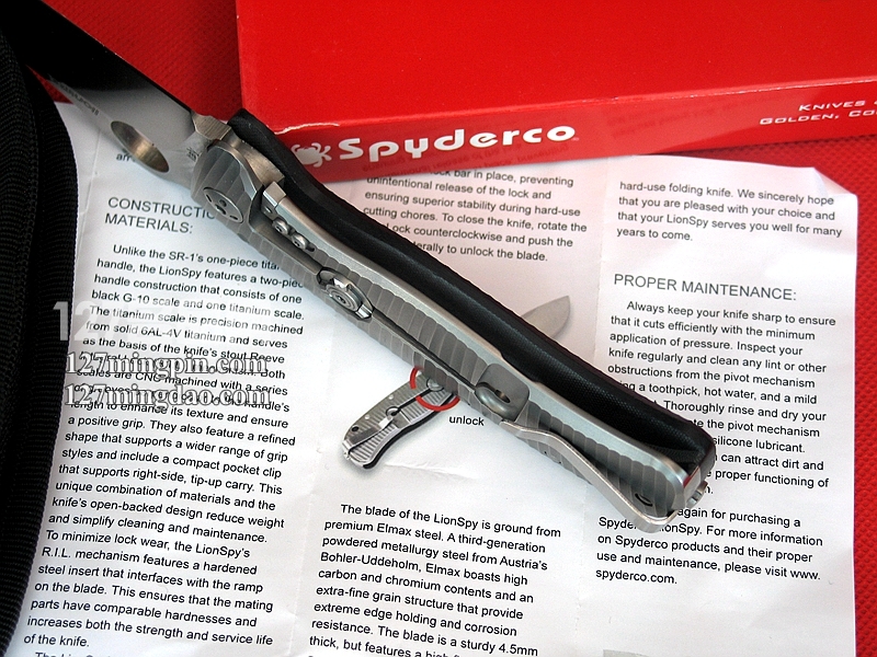 美国SPYDERCO 蜘蛛 C157GTIP钢狮合作版 钛柄一体锁战术折刀