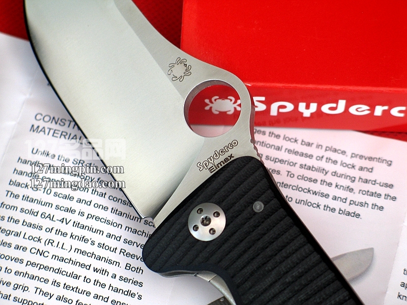 美国SPYDERCO 蜘蛛 C157GTIP钢狮合作版 钛柄一体锁战术折刀