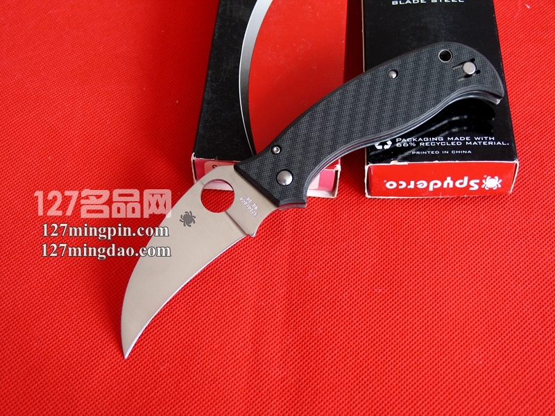 美国蜘蛛SPYDERCO C116CFP超级鹰 碳纤维柄鹰爪折刀