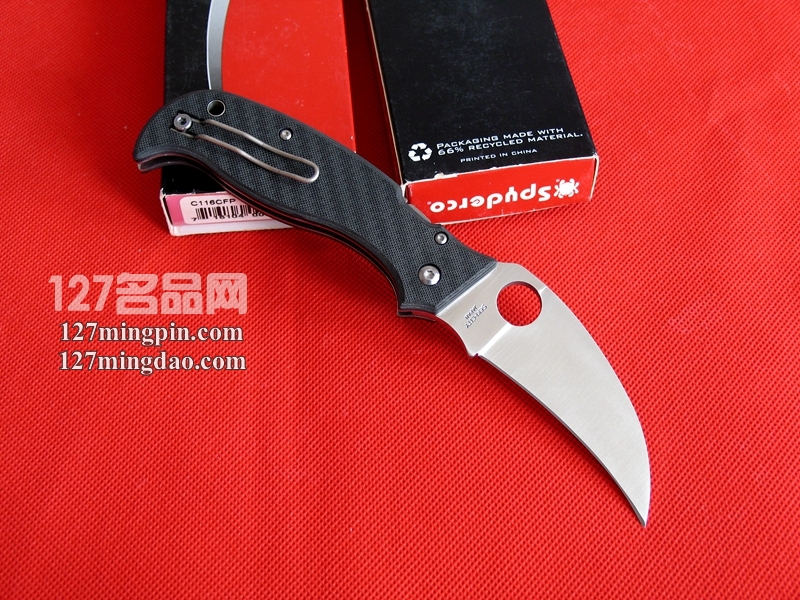 美国蜘蛛SPYDERCO C116CFP超级鹰 碳纤维柄鹰爪折刀