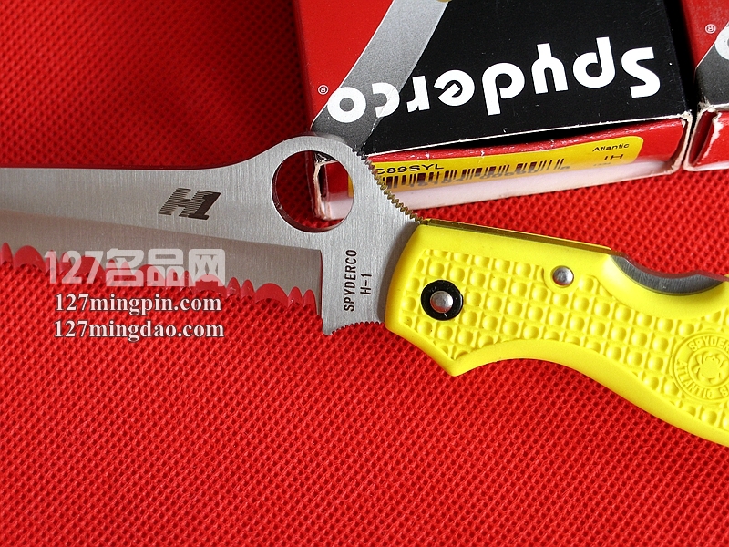 美国蜘蛛SPYDERCO   C89SYL黄色柄水手全齿折刀  127名刀网