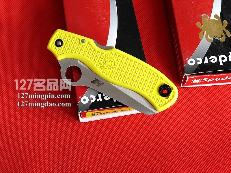 美国蜘蛛SPYDERCO   C89SYL黄色柄水手全齿折刀  127名刀网