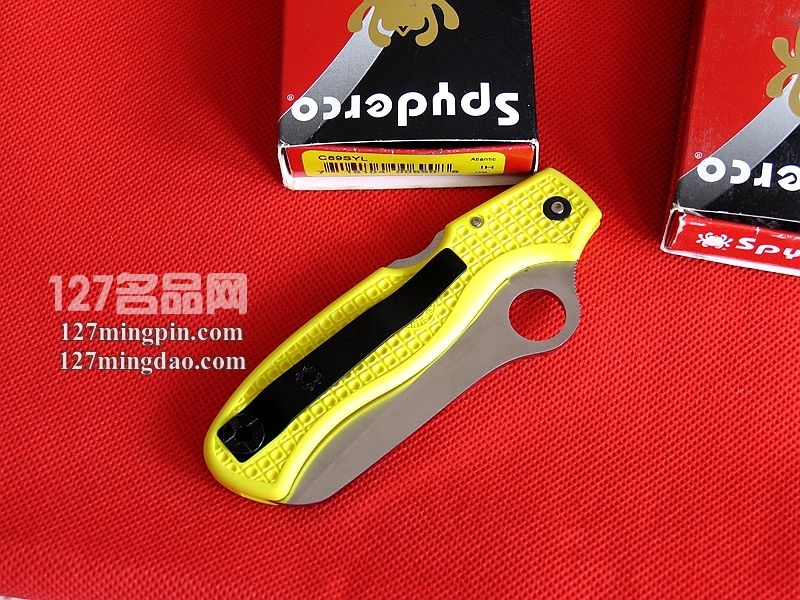 美国蜘蛛SPYDERCO   C89SYL黄色柄水手全齿折刀  127名刀网