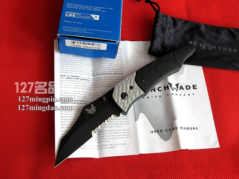 美国蝴蝶Benchmade 425SBK猎鸟半齿折刀 名刀