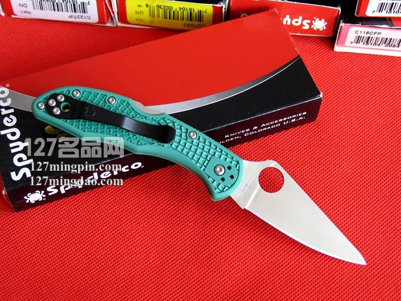 美国蜘蛛SPYDERCO  C11FPGR绿柄  127名刀网