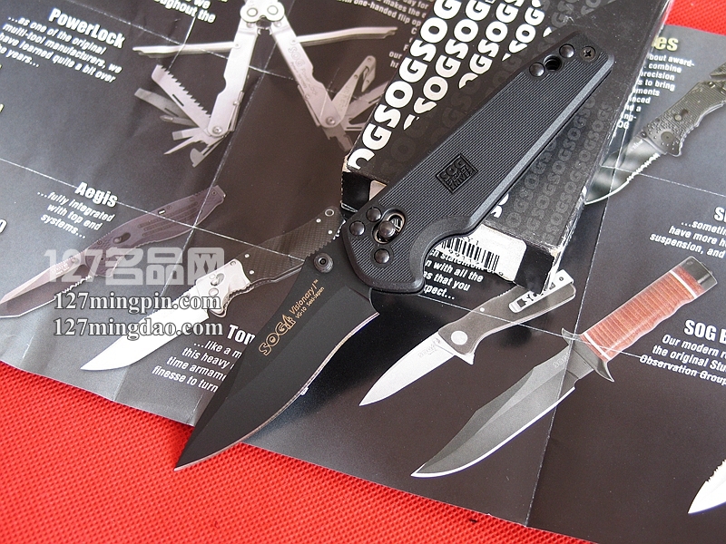 美国SOG索格VS-01 SOG哨格幻影黑色全刃战术折刀 