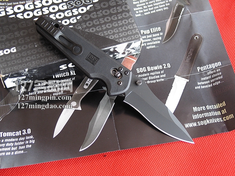 美国SOG索格VS-01 SOG哨格幻影黑色全刃战术折刀 