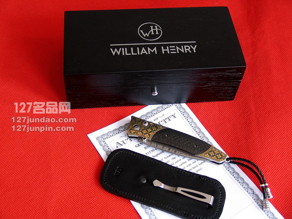 美国William Henry威廉亨利 B30 WALDEN 24K金镶嵌大马士革版 名刀
