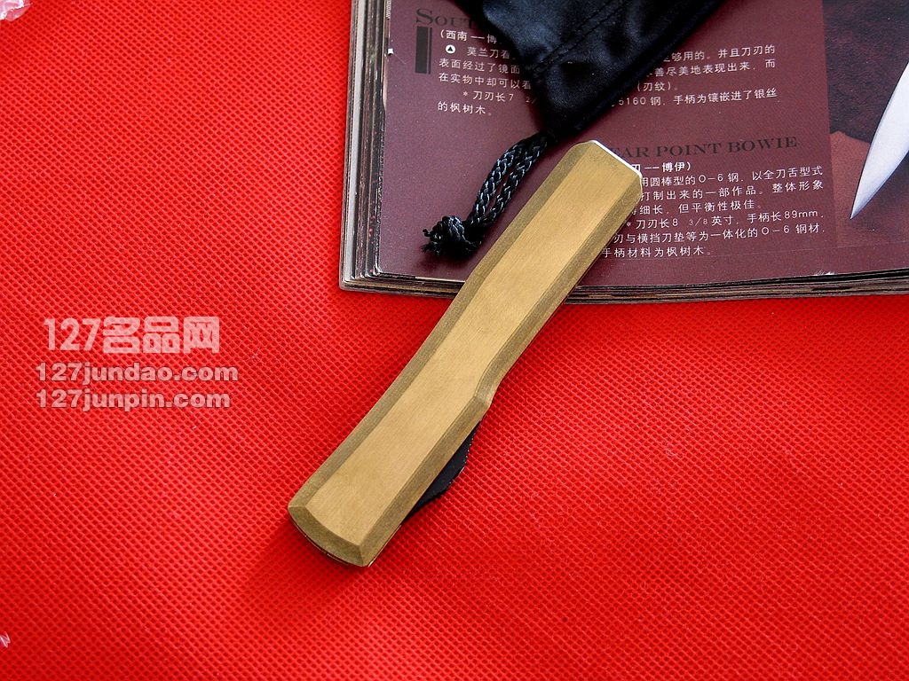美国MICROTECH微技术 Ultratech Brass双刃镜面铜柄直跳刀 世界名刀