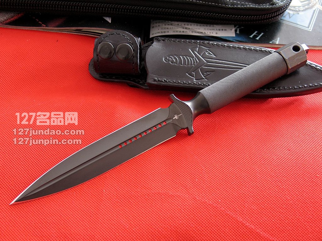 美国微技术MICROTECH  ADO-L 剑标3V钢双刃战斗直刀 匕首127名品网