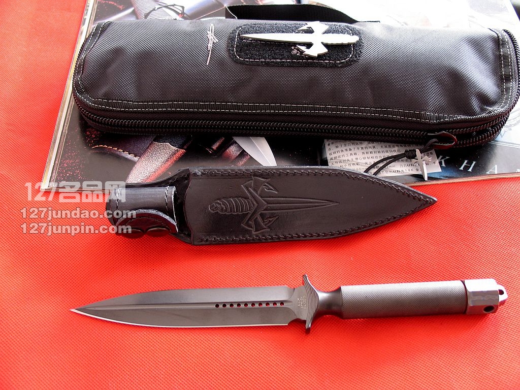 美国微技术MICROTECH  ADO-L 剑标3V钢双刃战斗直刀 匕首127名品网