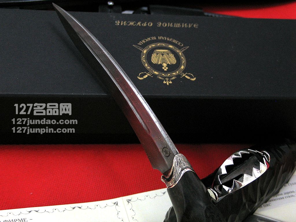 俄罗斯Nord Crown狼牙 ZD-0801大馬士革手工刀 军刀 猎刀 