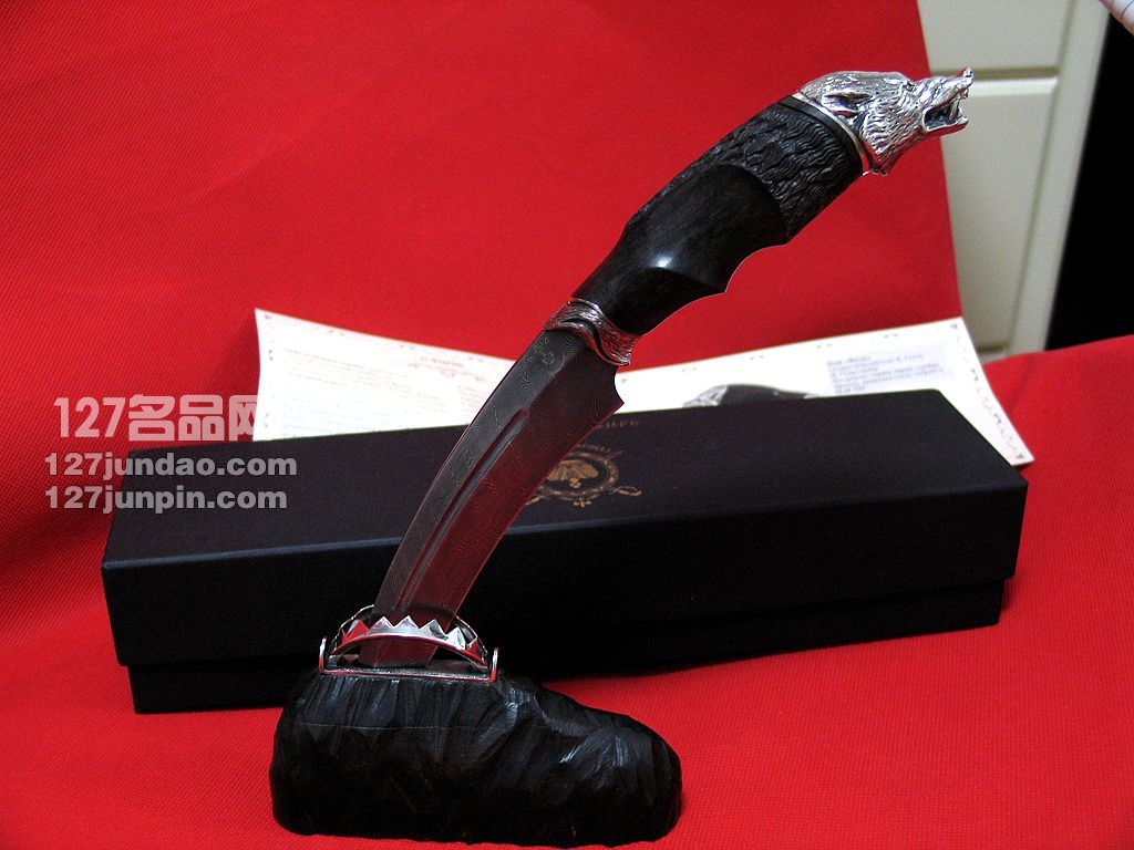 俄罗斯Nord Crown狼牙 ZD-0801大馬士革手工刀 军刀 猎刀 