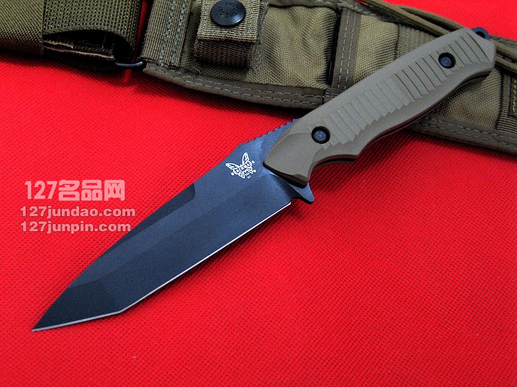 美国蝴蝶 BENCHMADE 141BKSN猎虎战术刀 平头沙色柄军刀 