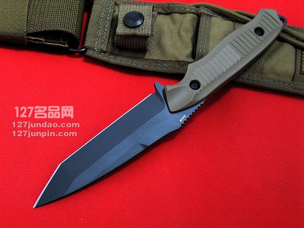 美国蝴蝶 BENCHMADE 141BKSN猎虎战术刀 平头沙色柄军刀 