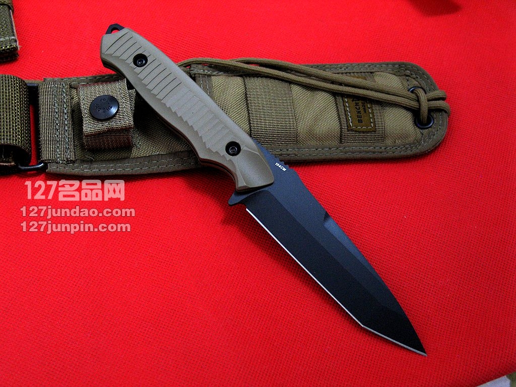 美国蝴蝶 BENCHMADE 141BKSN猎虎战术刀 平头沙色柄军刀 