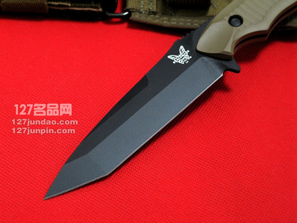 美国蝴蝶 BENCHMADE 141BKSN猎虎战术刀 平头沙色柄军刀 