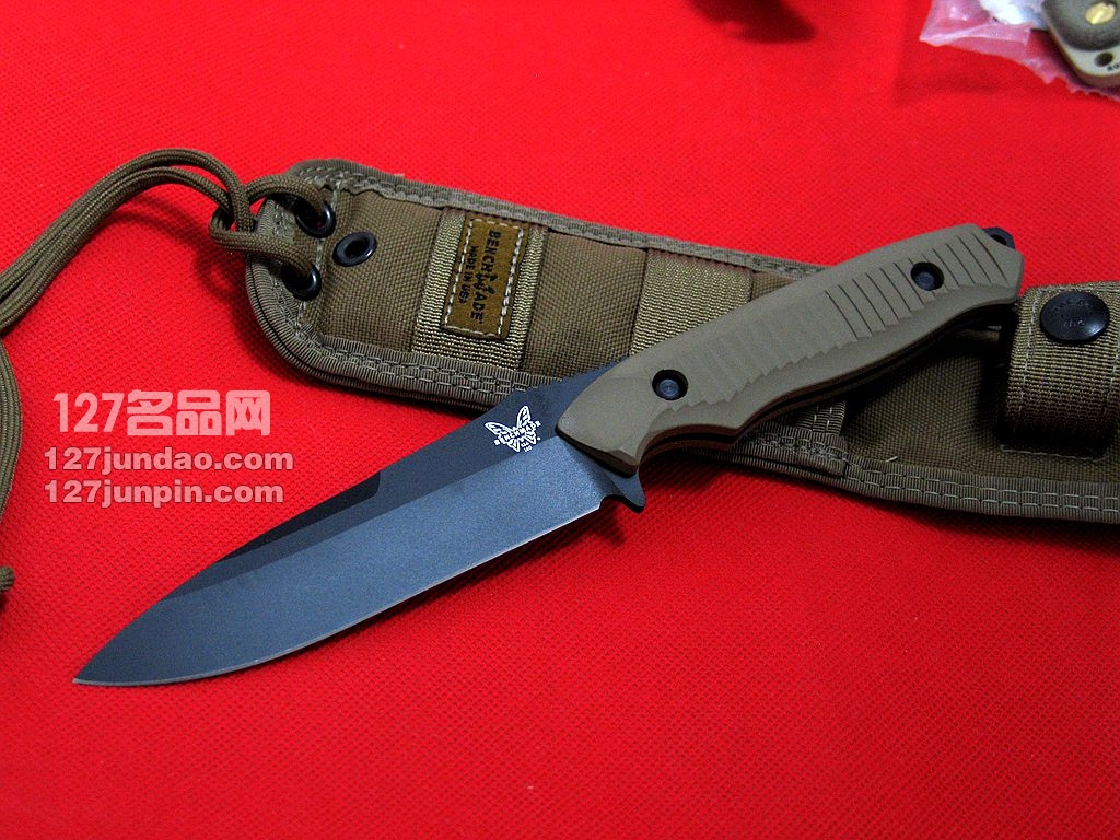 美国蝴蝶 BENCHMADE 140BKSN猎虎战术刀 沙色柄军刀 