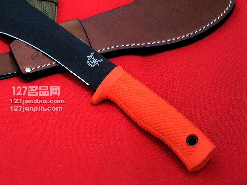 美国蝴蝶 BENCHMADE 153BK野战刀 橘柄黑狗腿 开山刀 