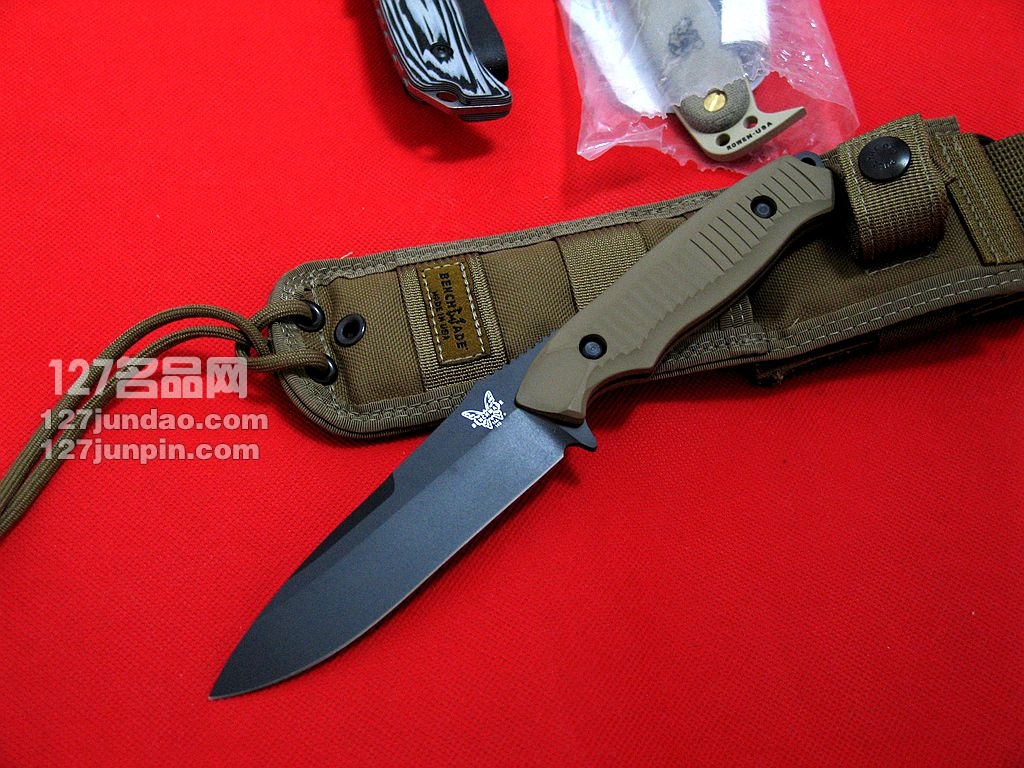 美国蝴蝶 BENCHMADE 140BKSN猎虎战术刀 沙色柄军刀 