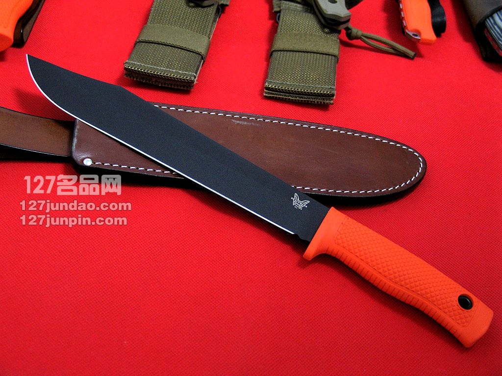 美国蝴蝶 BENCHMADE 154BK野战刀 橘柄开山刀 狗腿刀  