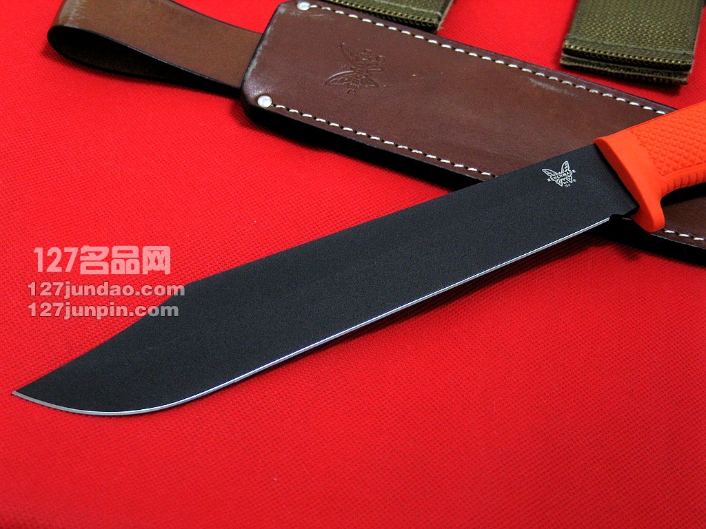 美国蝴蝶 BENCHMADE 154BK野战刀 橘柄开山刀 狗腿刀  