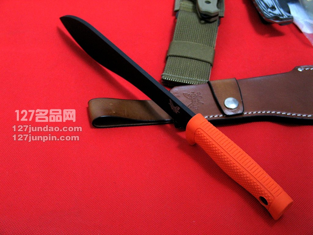 美国蝴蝶 BENCHMADE 153BK野战刀 橘柄黑狗腿 开山刀 