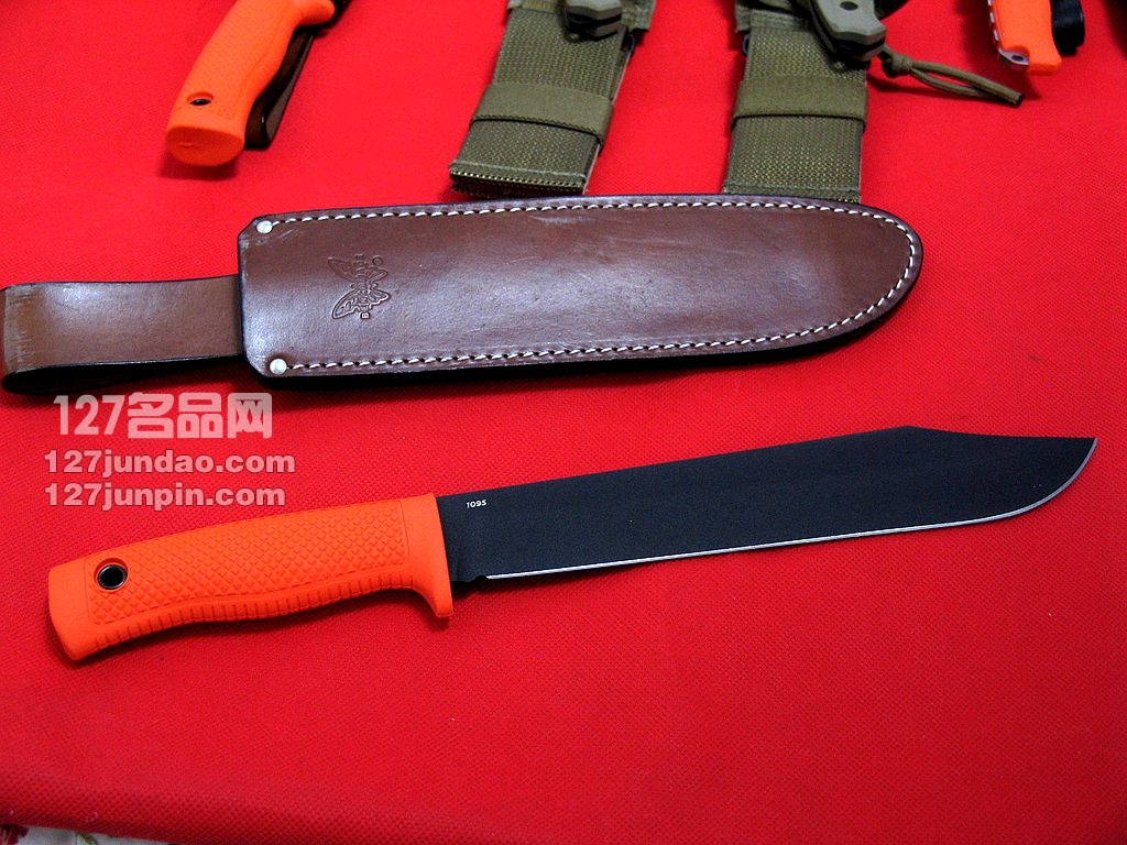 美国蝴蝶 BENCHMADE 154BK野战刀 橘柄开山刀 狗腿刀  