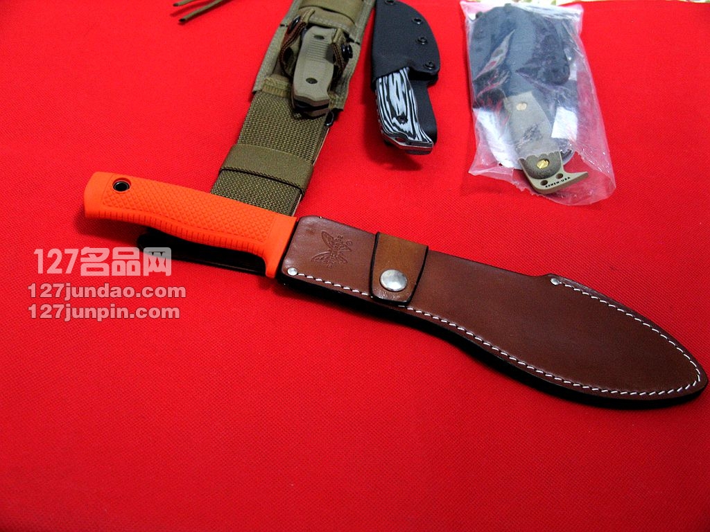 美国蝴蝶 BENCHMADE 153BK野战刀 橘柄黑狗腿 开山刀 