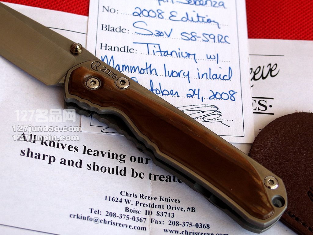美国克里斯·里夫Chris Reeve 2008款小沙本沙海象牙柄折刀 